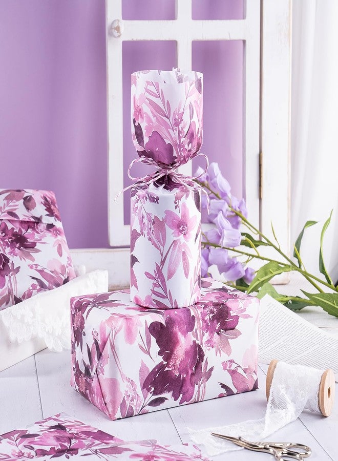 WRAPAHOLIC Floral Tissue Paper - 60 Sheets 14 x 20 Inch Purple Flower Tissue Paper Bulk for Wedding Birthday Baby Showers Art Craft Tea Party Favor Decoration - Image 5